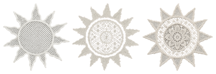 PNG Intricate lace sun designs, element set on transparent background