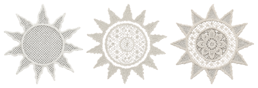 PNG Intricate lace sun designs, element set on transparent background