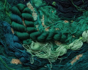 Closeup Vibrant Teal And Green Fabric Pattern