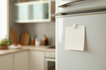 冷蔵庫に貼られた白いメモ用紙
