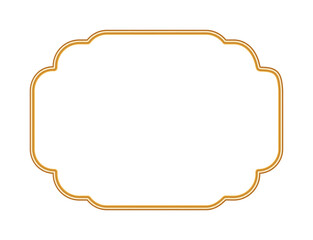 Ornamental gold border in oriental style. Shiny golden luxury 3d frame. Realistic object mockup for photo frame. Indian decorative element. Vector for certificate, stamp, vignette