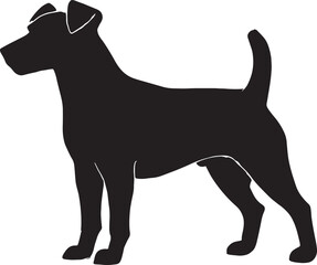 Silhouette of a jack russell terrier dog breed standing alert and ready for adventure