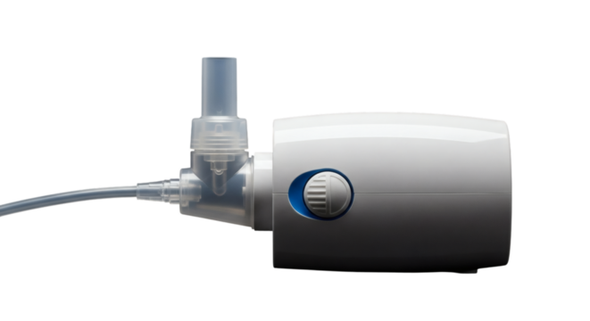 Portable nebulizer machine isolated on transparent background