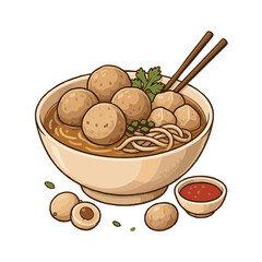 Meatball Soup Bakso PNG Illustration (Isolated, No Background)