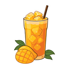 Iced Mango Tea PNG Illustration (Isolated, No Background)