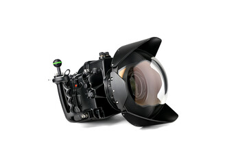 Underwater camera housing isolated on white background