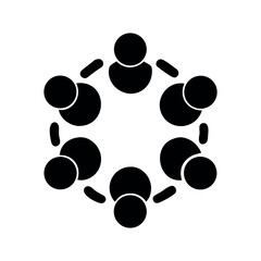 Abstract circular arrangement of five people connection logo Vector illustration