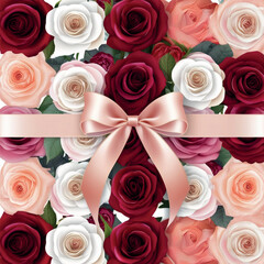 Elegant rose bouquet border featuring multicolor blooms