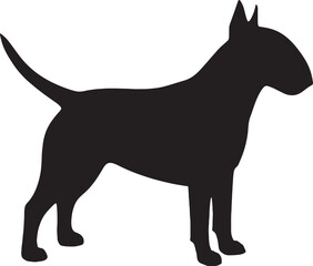 Silhouette of a bull terrier dog standing profile view unique breed icon