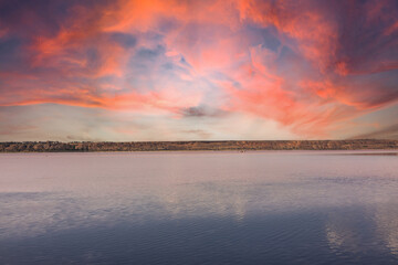 Landscape of the estuary at sunset