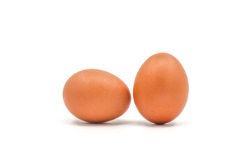 Eggs on a white background are a good source of protein. which helps build and repair worn out parts of the body.