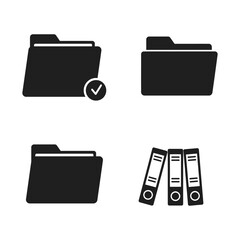 Black folder icons depicting organization files and document management systems