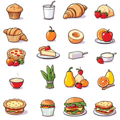 fast food icons set