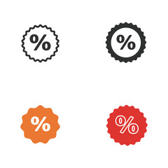 Four percent sign ribbon icons in different styles and colors