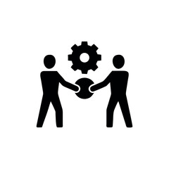 Abstract two people holding gear logo innovation Vector illustration