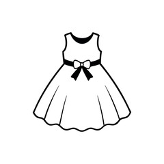 Baby frock with ribbon bow cute floral detailed outfit Vector illustration