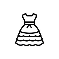 Classic frock with wavy lace layers and elegant vintage charm Vector illustration