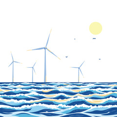 wind turbines on the sea