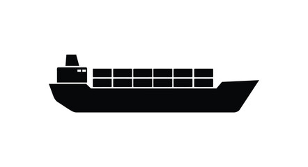 Obraz premium Modern cargo ship silhouette floating on water delivering goods for global logistics and maritime transportation