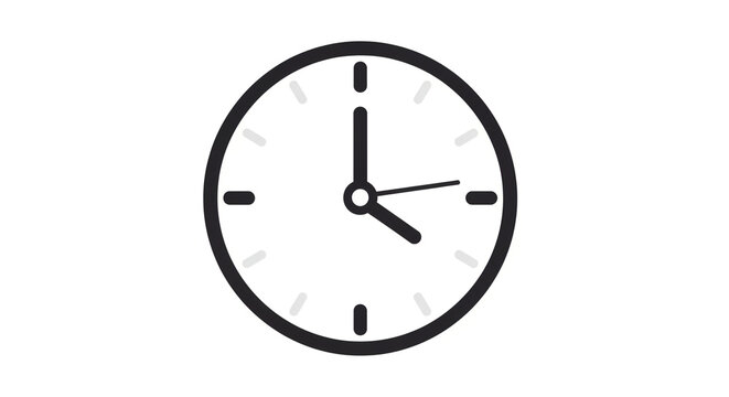 Clock icon showing the time at four oclock isolated on white background symbol of time, watch, hour, minute, and second vector illustration of a clock face - Powered by Adobe