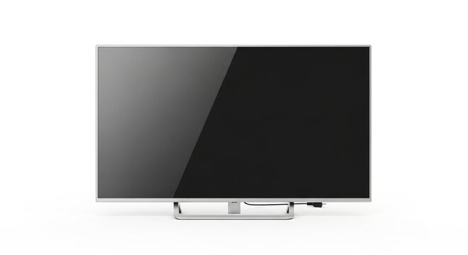 Sleek television with a modern design, featuring a flat screen and slim bezel, isolated on white background perfect for home entertainment and media consumption