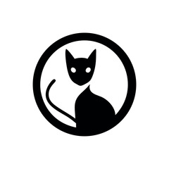 Minimalist kitten logo adorable cat concept creative Vector illustration