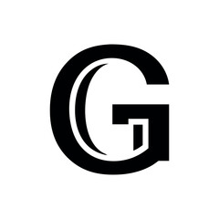 Minimalist letter G monogram logo strong geometric design Vector illustration