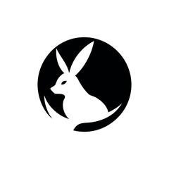 Minimalist rabbit logo adorable pet animal friendly design Vector illustration