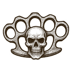 Skull with Brass Knuckles Illustration