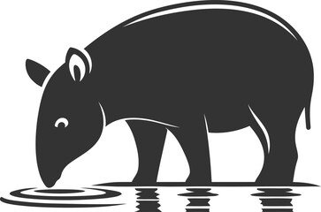 Tapir animal vector black silhouette illustration