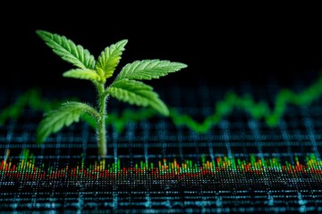 Plant growth emerges from financial market trends, showcasing the connection between nature and economics