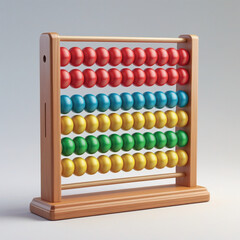 Colorful wooden abacus featuring red, yellow, green, and blue beads arranged on smooth rods