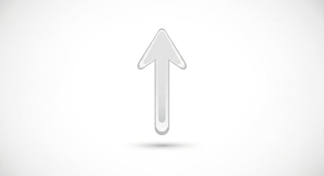 A simple gray arrow pointing upwards isolated on white background, symbolizing direction, progress, and navigation in a clean and minimalist design