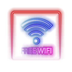 wifi, wifi, wireless internet. neon style. wifi icon set.symbol, outline, vector illustration, in black and white color, isolated on black background