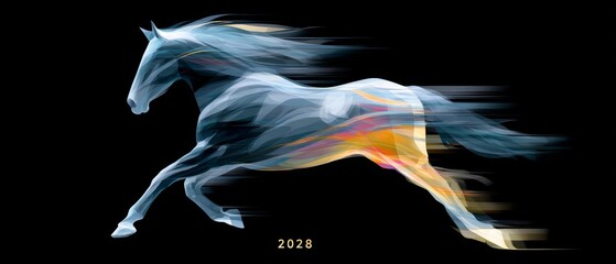 Fototapeta premium Joyful festival of the zodiac celebrating the new year 2026 with a horse silhouette in a vibrant environment