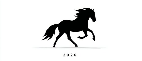 Joyful new year festival of the horse zodiac 2026 a minimalist silhouette celebration