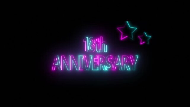 Happy 18th Anniversary Celebration on Black Background, important date, Alpha Channel. Great for greetings, celebrations, events, and gifts.