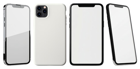 PNG Smartphone mockup cases display, element set on transparent background