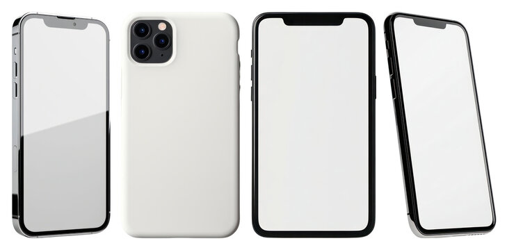 PNG Smartphone mockup cases display, element set on transparent background