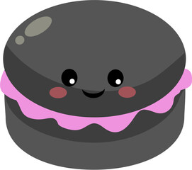 Charcoal Macaroon with Berry Filling Vector