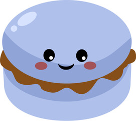 Blue Macaroon with Chocolate Filling Vector