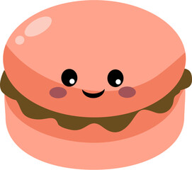 Red Velvet Macaroon with Chocolate Filling Vector