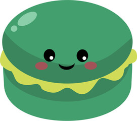 Green Tea Macaroon with Lemon Filling Vector