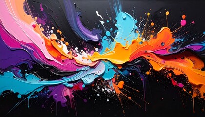 Vibrant Abstract Splash - A Symphony of Colors on Canvas.