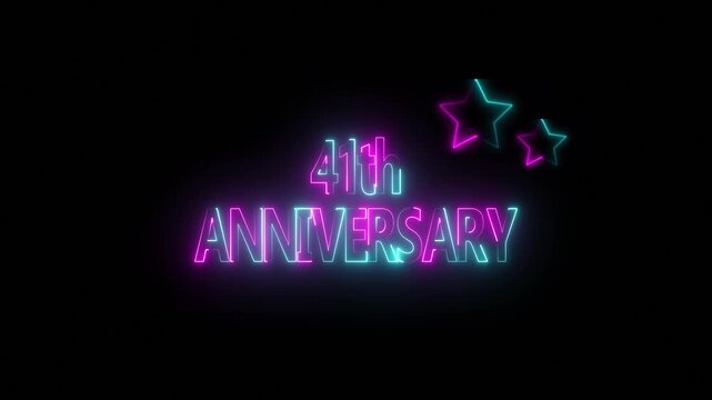 Happy 41th Anniversary Celebration on Black Background, important date, Alpha Channel. Great for greetings, celebrations, events, and gifts.