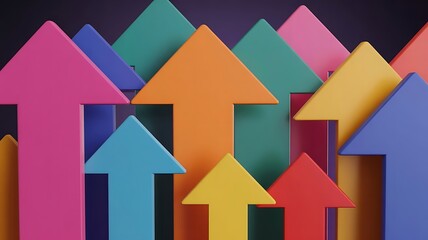 Colorful arrows pointing upwards representing growth and progress