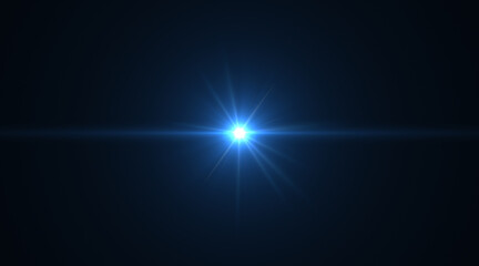 Bright blue light burst on dark background overlay