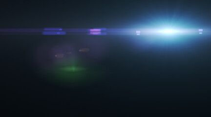 Celestial lens flare in space on dark overlay