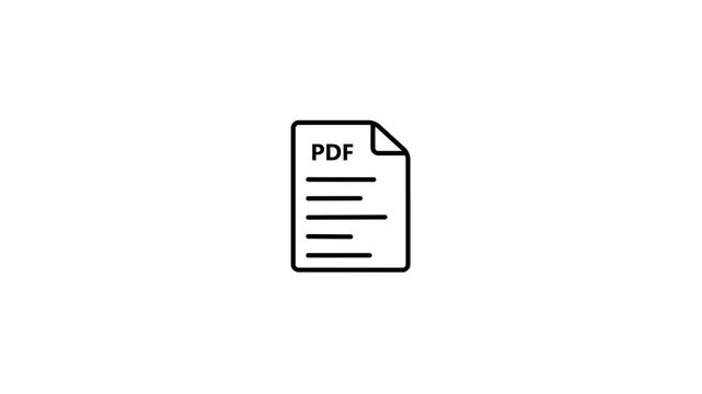 Outline Icon of aPDF Document on a White Background file symbol
