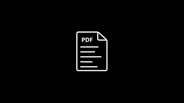 White PDF Document Icon on a Black Background file symbol